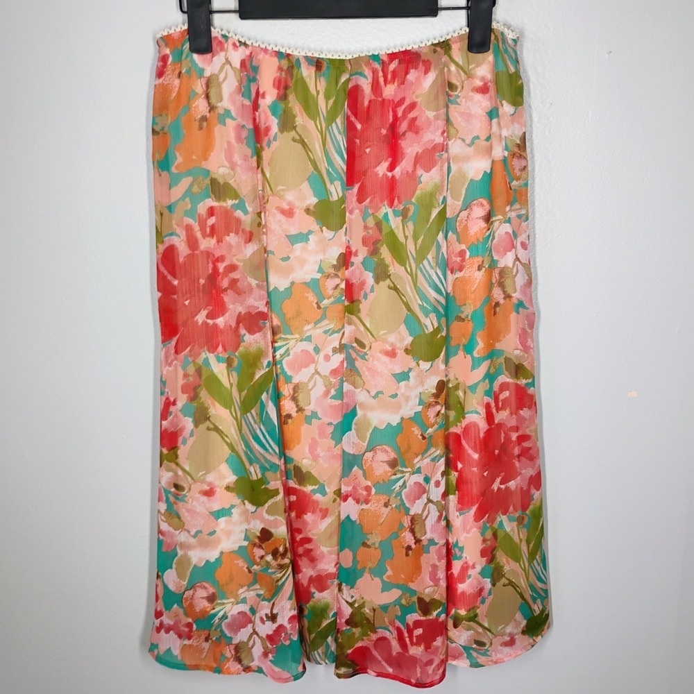 Covington Y2K Slip Skirt Womens Medium Multicolor Floral Fairycore Whimsical